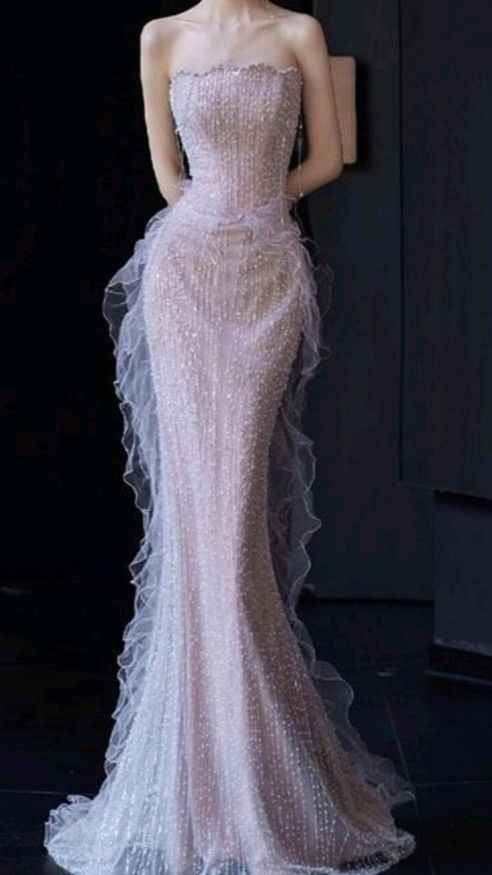 Charming Pink Strapless sequin Mermaid Long Evening Dress Formal Wedding Guest Dress Birthday Prom Dress