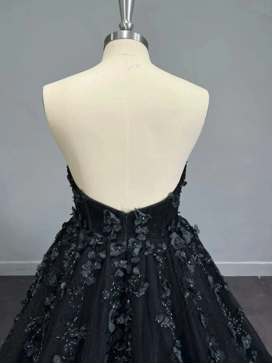 Stunning, Alternative Black Gown, Off The Shoulder Ball Gown Gothic Unconventional Wedding Dress,Y2477 (ZD13633)