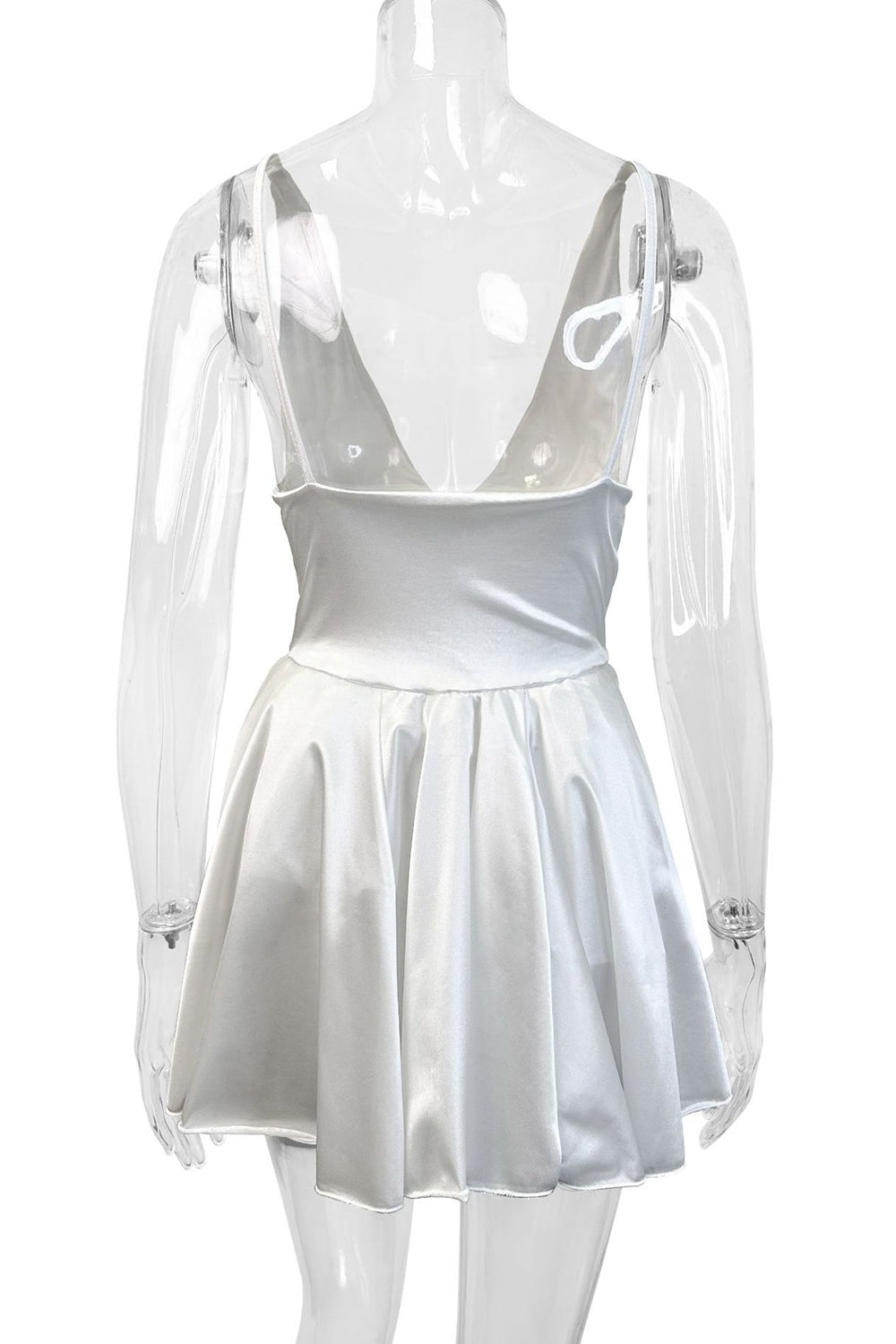 Cute A-Line V-Neck Short Mini Little Satin White Graduation Dress