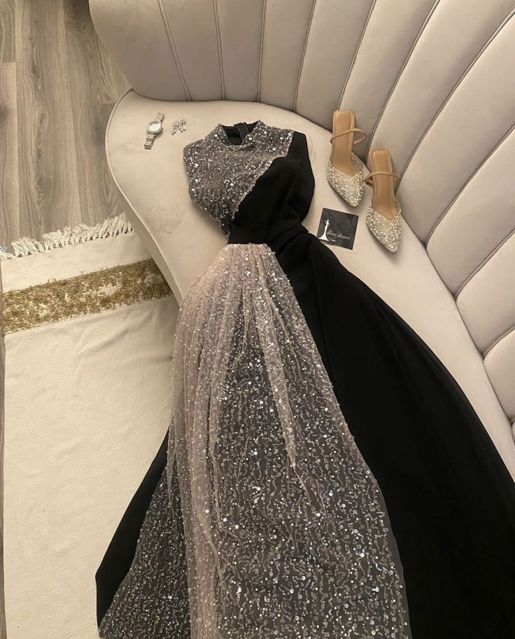 Charming Black A line High Neckline Sequin Birthay Party Dress Prom Dress