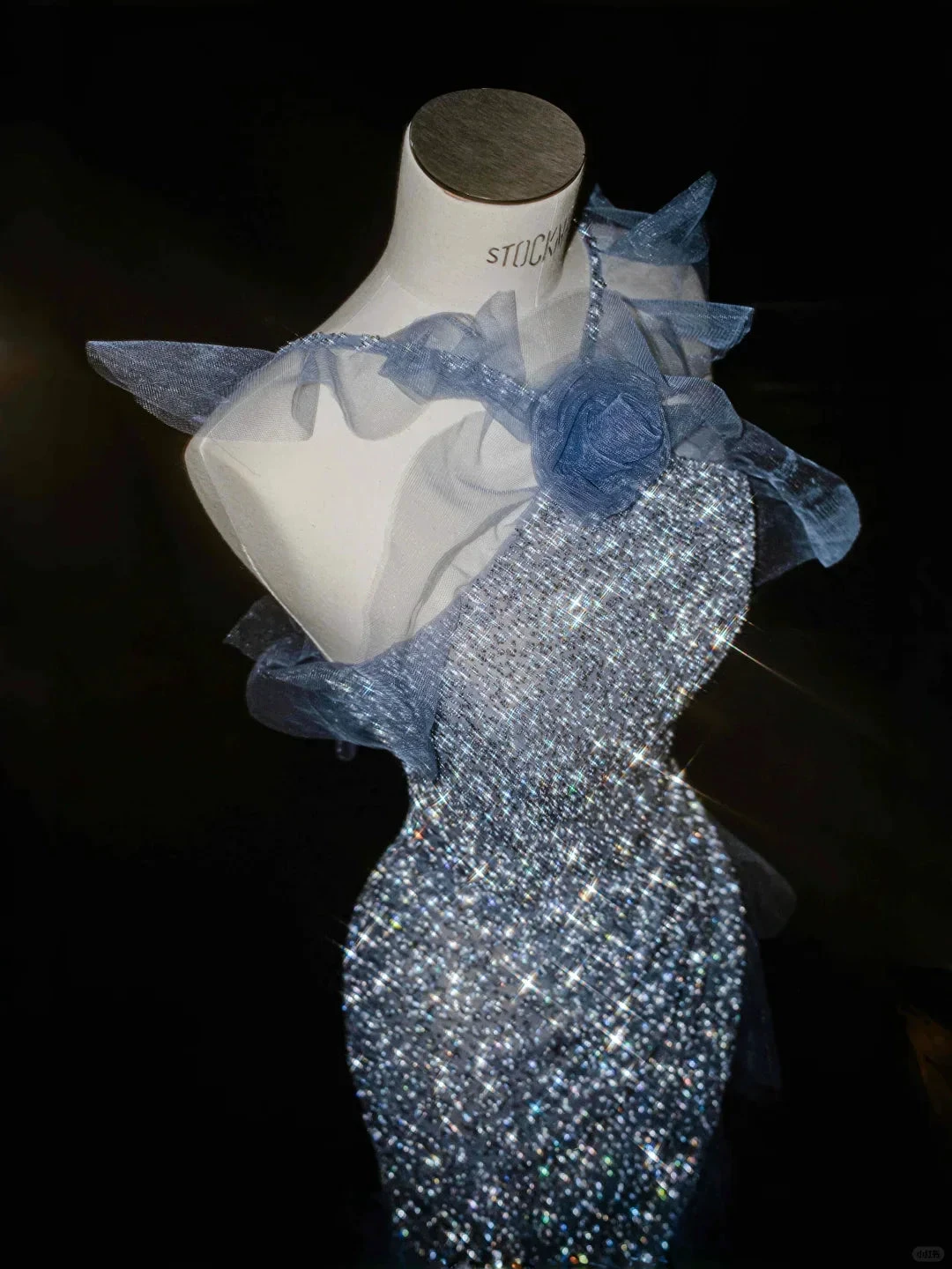 Gorgeous Blue Tulle Sequins Beaded Ruffles Mermaid Prom Dress,Formal Evening Dress Wedding Dress (ZD13767)