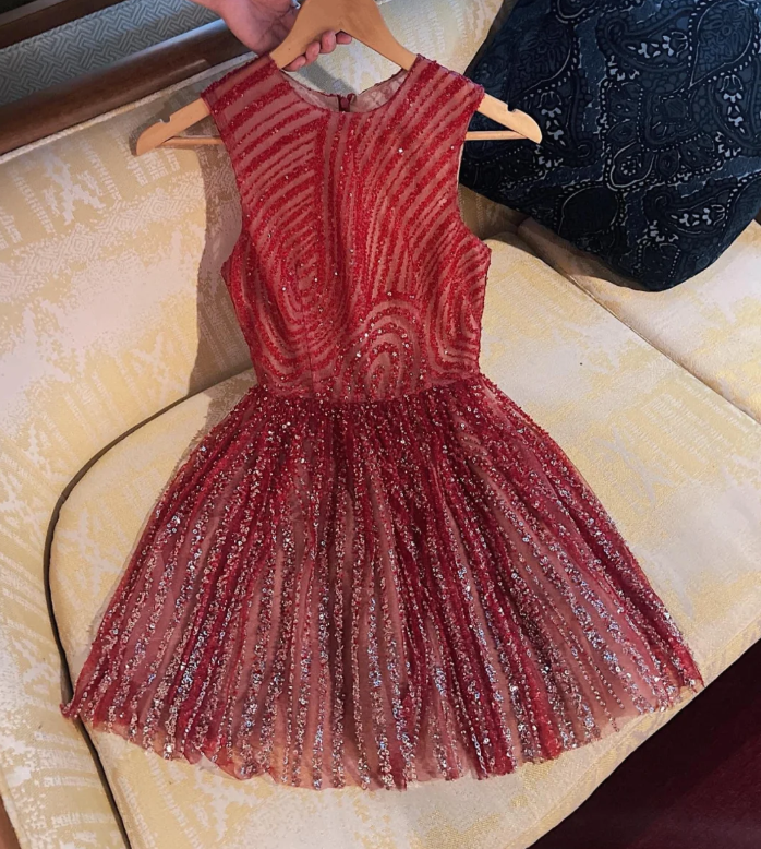 Vintage Red Sequin Sleeveless A Line Homecoming Dress Short Party Dress