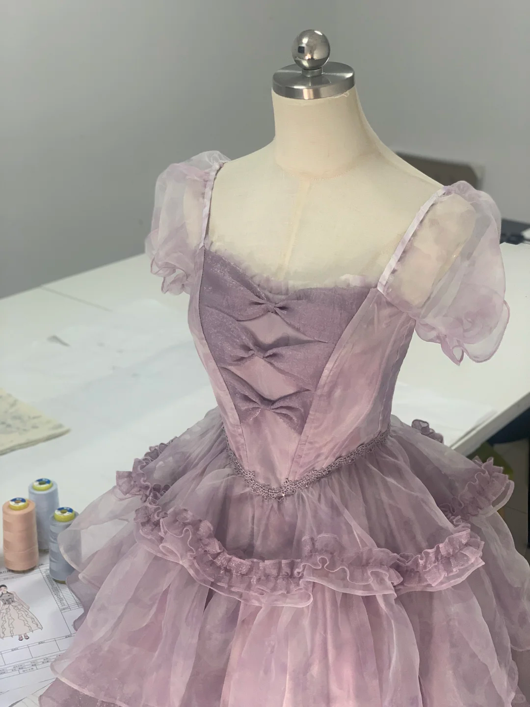 Sweet Lavender Organza Layered A-Line Short Birthday Dress Homecoming Dress - View 2 | FashionDia