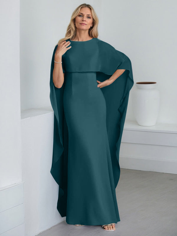 Sheath Scoop Floor-Length Chiffon Mother of the Bride Dress With Cascading Ruffles