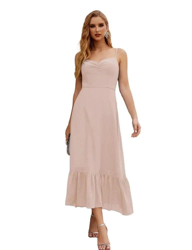 ZapDress  Spaghetti Strap Chiffon Bridesmaid Dress Ankle Length Formal A Line Cocktail Party Homecoming Dress for Juniors (ZD16949)