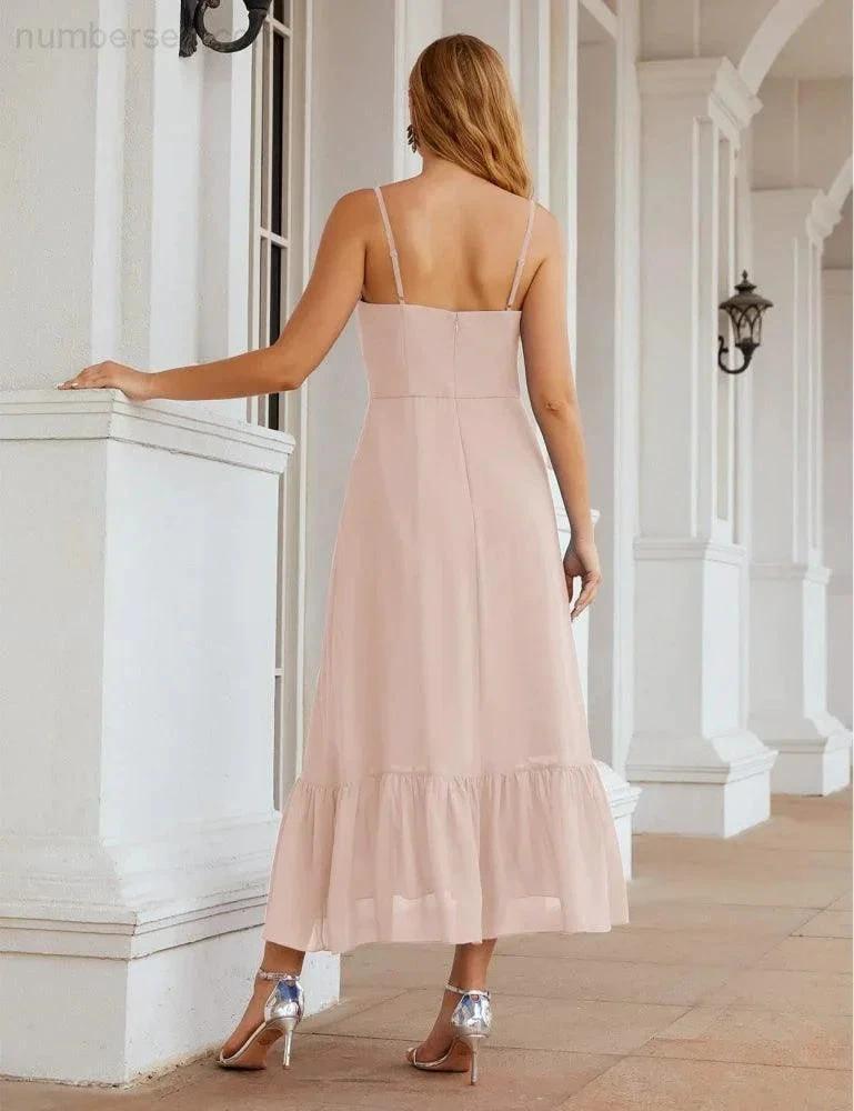 ZapDress  Spaghetti Strap Chiffon Bridesmaid Dress Ankle Length Formal A Line Cocktail Party Homecoming Dress for Juniors (ZD16949)