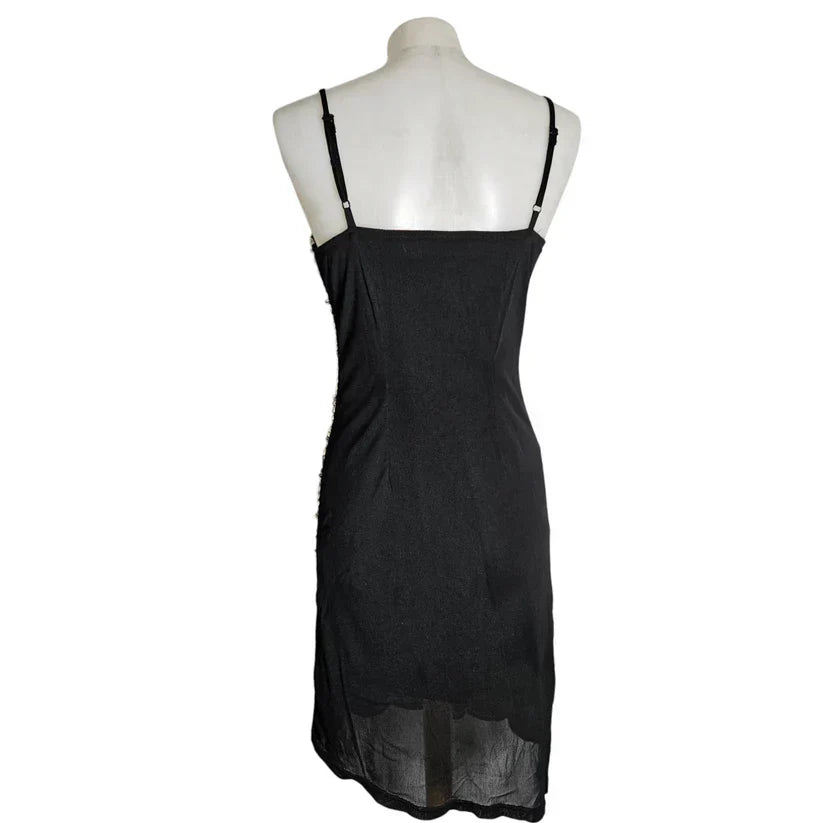 Vintage Black Strapless Butterfly Sequin Birthday Short Skirt Homecoming Dress