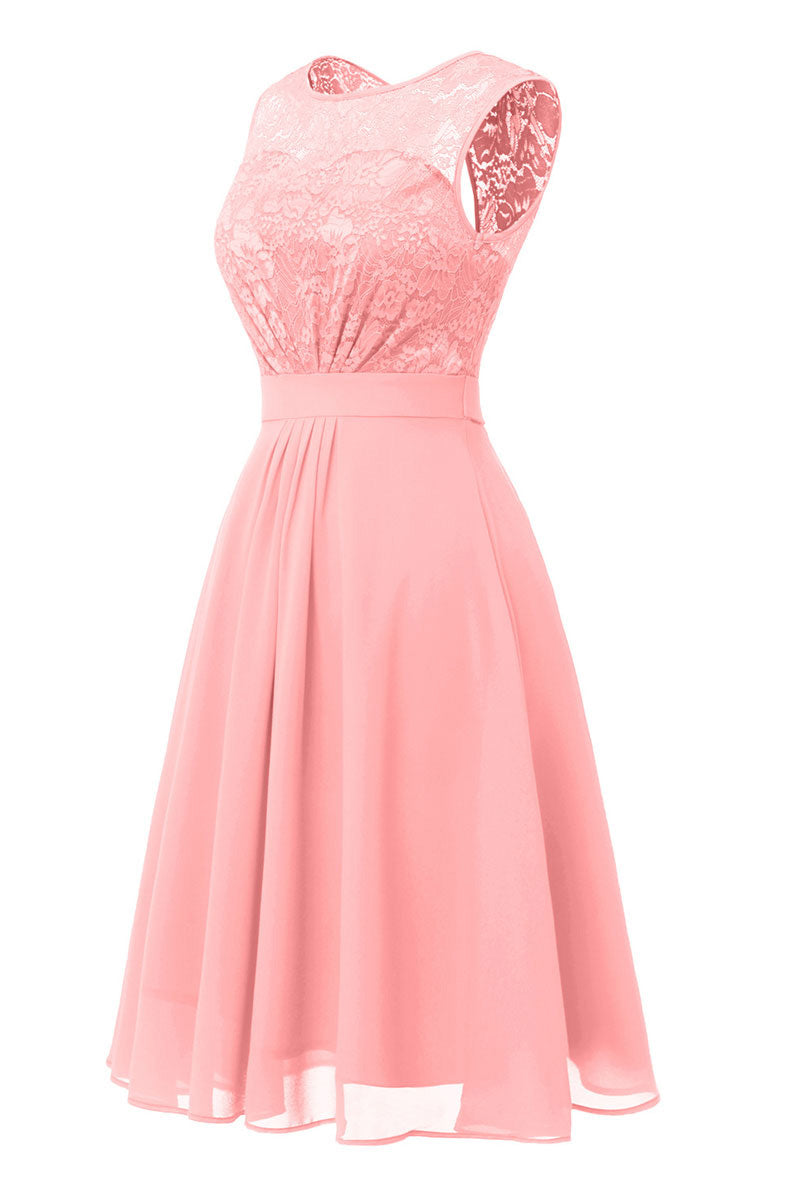 Dark Navy A-line Lace Homecoming Dress - Fashionpara