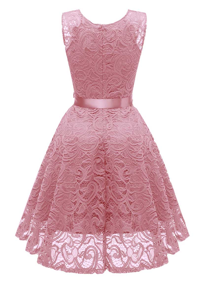 Pink Lace Short Baby Doll Prom Dress