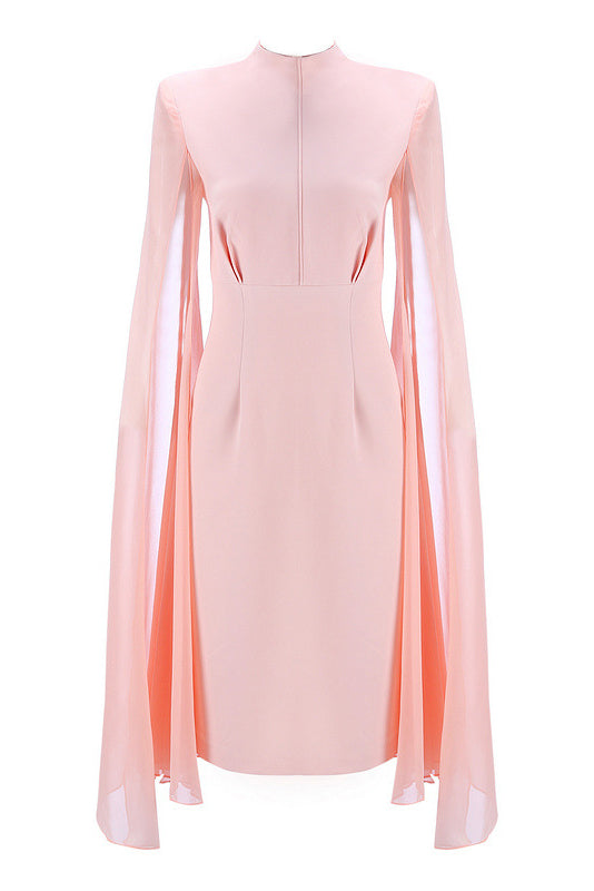 Pink Shawl Empire Waist Prom Dress - Fashionpara