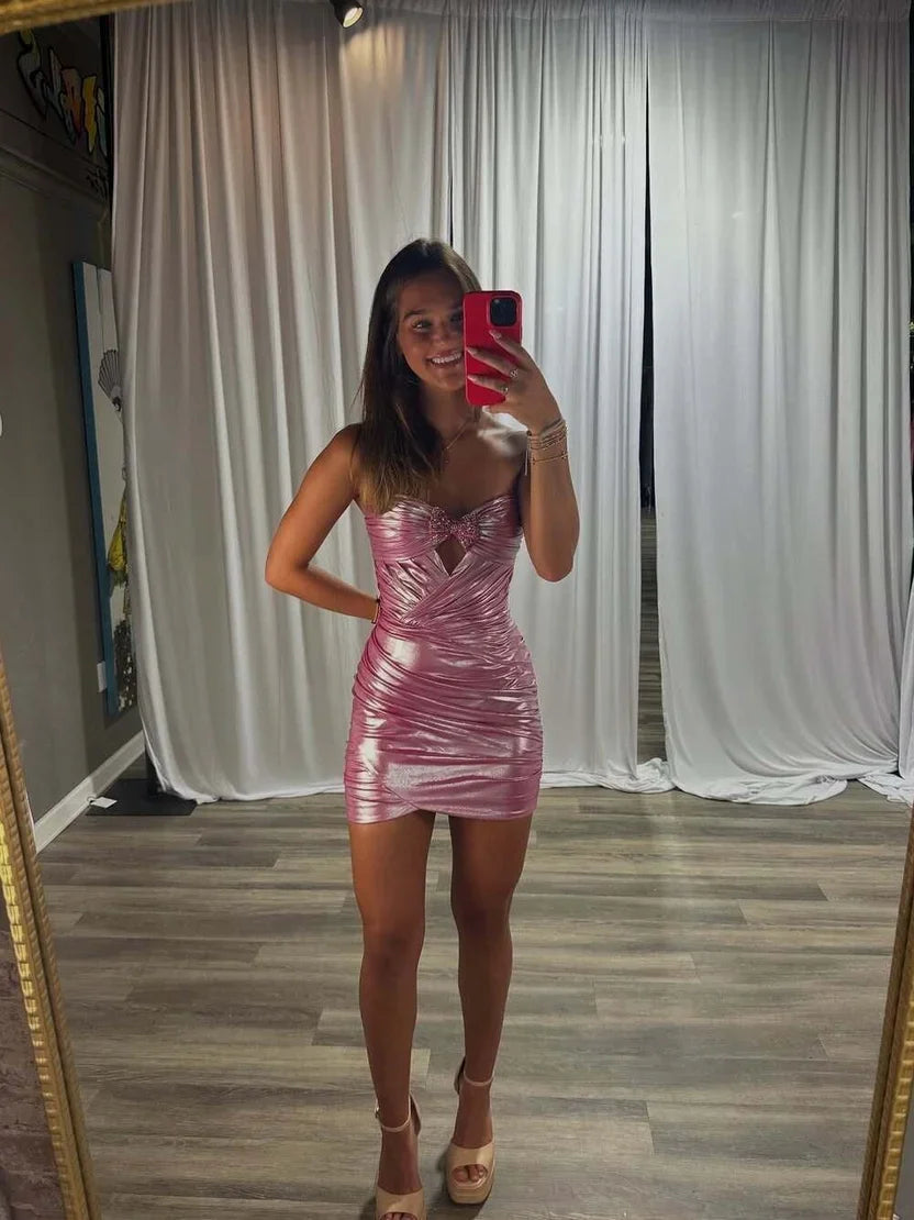 Pink Sheath Mini Homecoming Dress Cocktail Dress