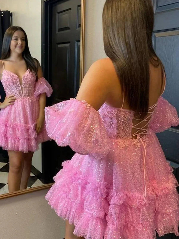A-Line Spaghetti Straps Homecoming Party Dress