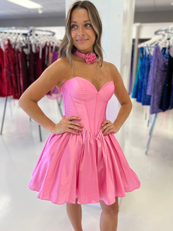 A Line Strapless Sweetheart Short Homecoming Dress