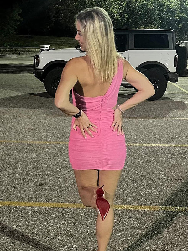One Shoulder Ruched Tight Short Homecoming Dress