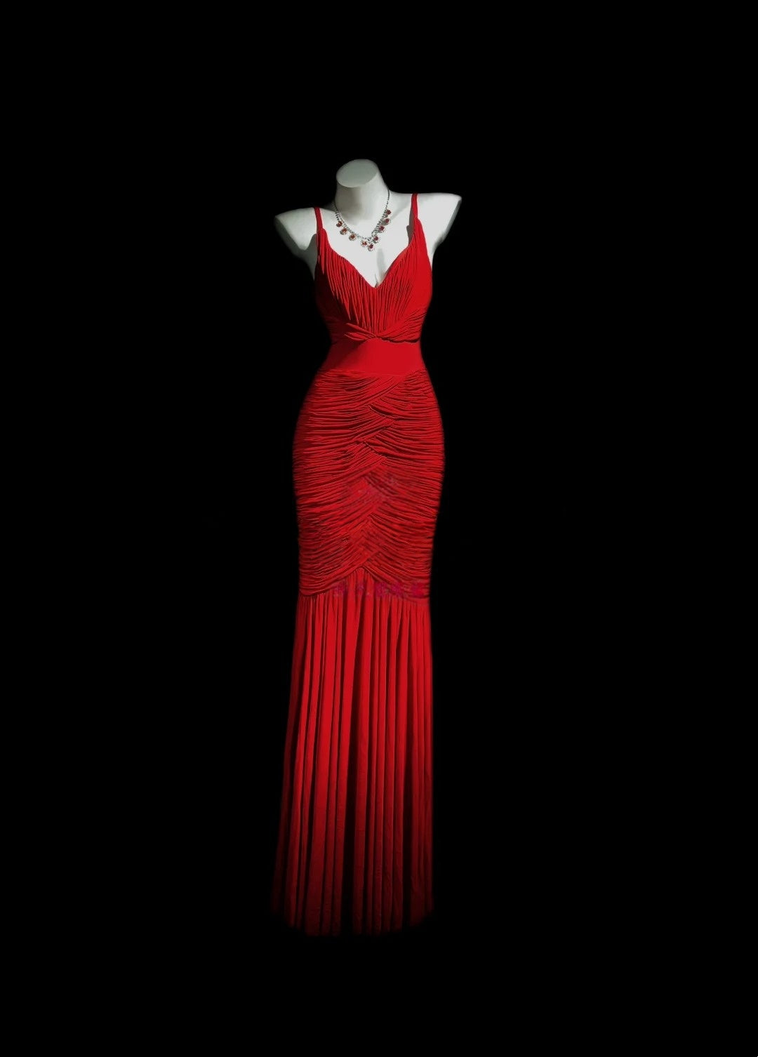 Pleated Red Formal Prom Dress Sexy Evening Dress