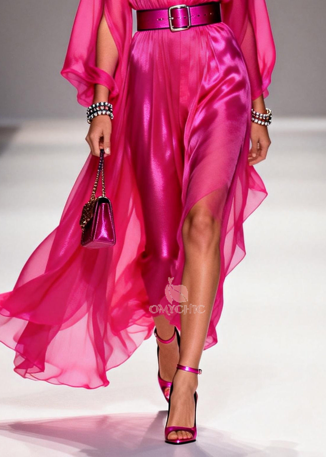 Plus Size Rose Draping Low High Design Chiffon Tunic Dresses Summer