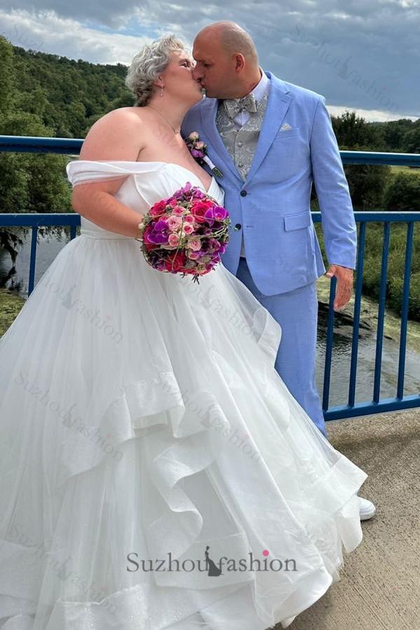 Plus Size Wedding Dresses Off The Shoulder Tulle Bridal Gowns
