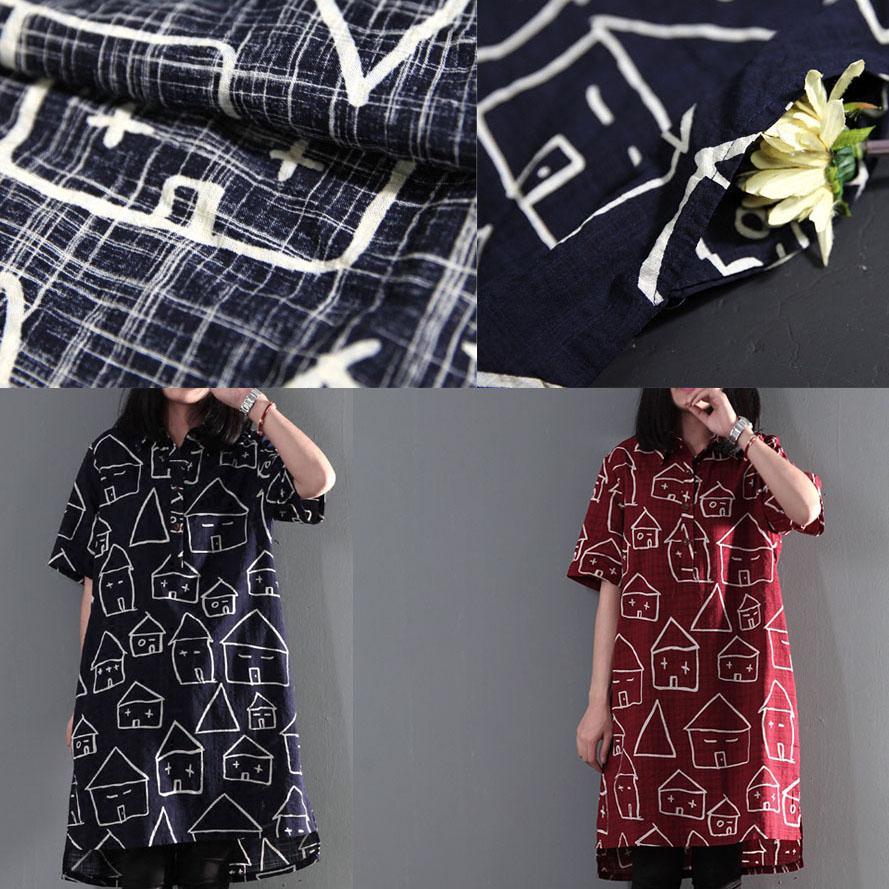 Plus size navy print summer dress oversize shift dresses sundress sweet house