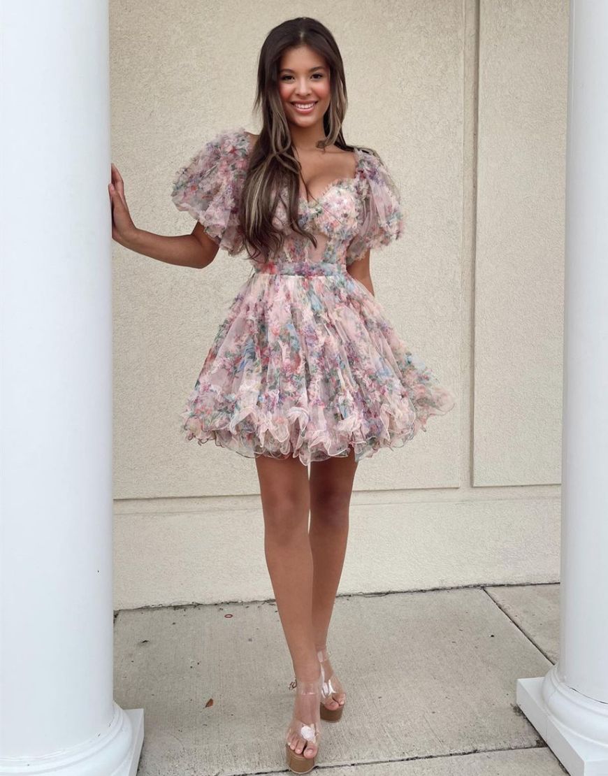 Sweet Off The Shoulder A-Line Short Tulle Homecoming Party Dress