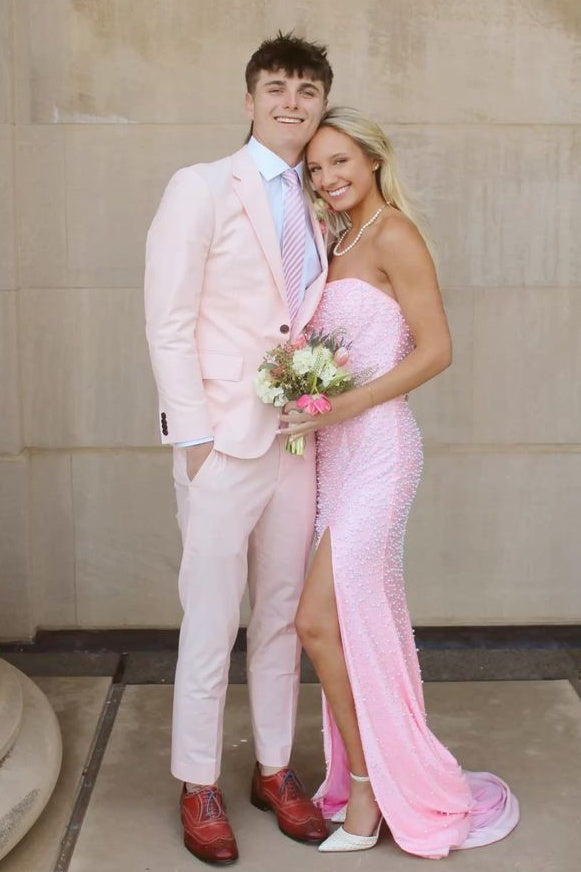 Stunning Mermaid Strapless Black Long Prom Dress with Pearls - View 15 | FashionDia