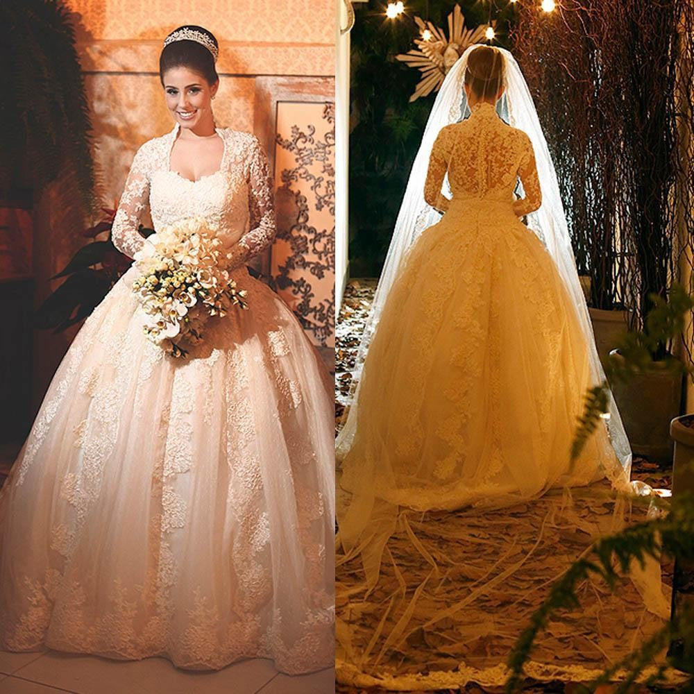 Princee Ball Gown Wedding Dress  Long Sleeve Lace Bridal Gowns