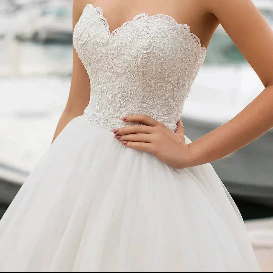 Princess Wedding Dress 2021 A-Line Sweetheart Sleeveless Backless Embroidery Chiffon Sweep Train Bridal Gown Vestidos De Noiva (ZD13286)