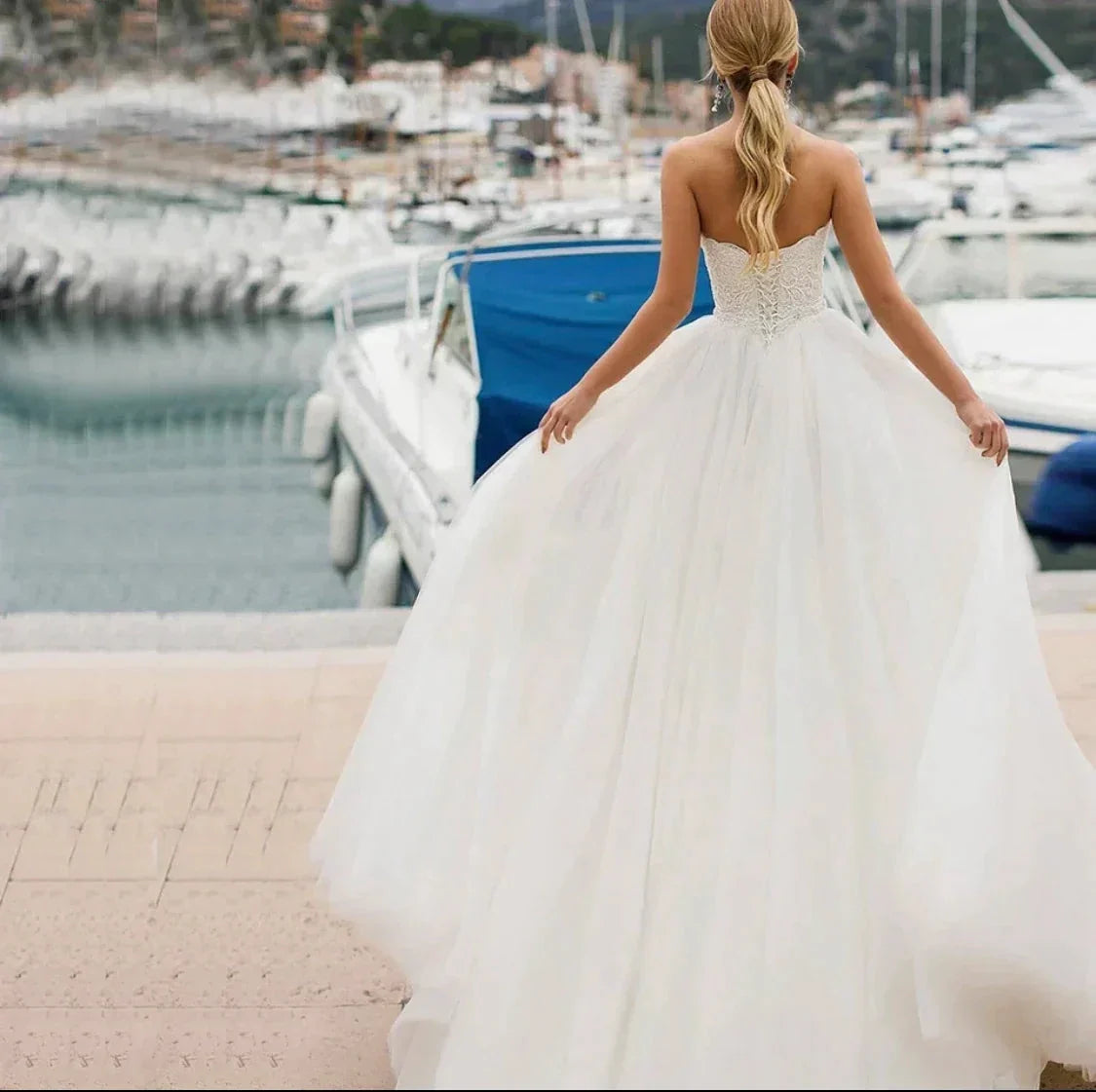 Princess Wedding Dress 2021 A-Line Sweetheart Sleeveless Backless Embroidery Chiffon Sweep Train Bridal Gown Vestidos De Noiva (ZD13286)