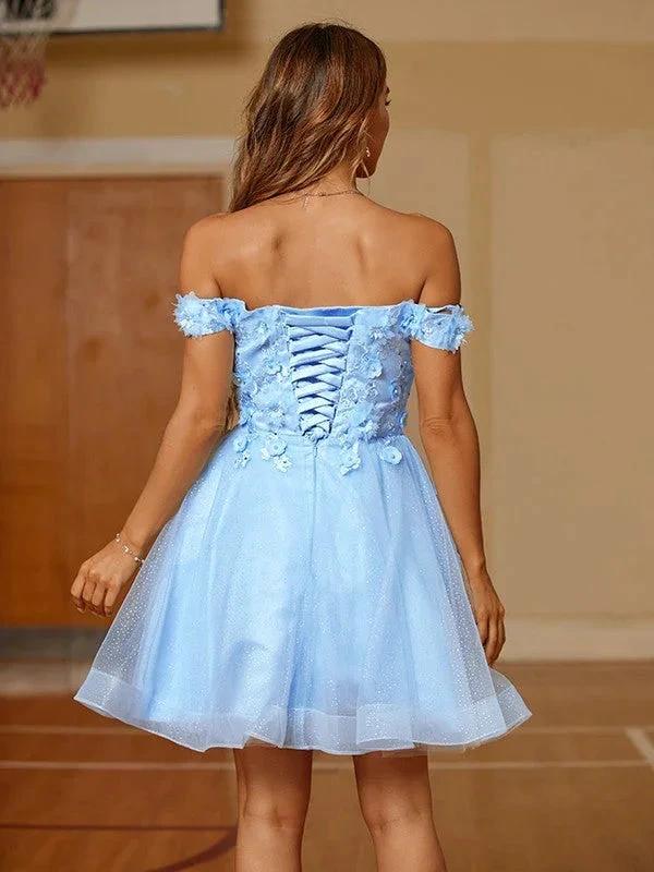 Tulle Applique Off-the-Shoulder Short/Mini Dresses (ZD11670)