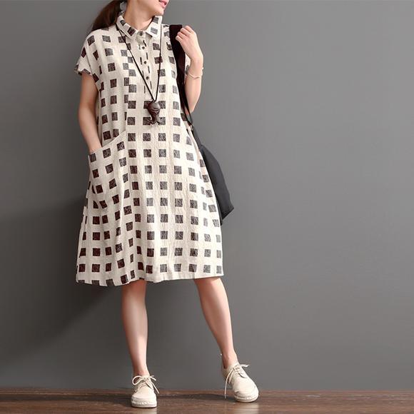 Print  New summer linen dress plus size shift dresses