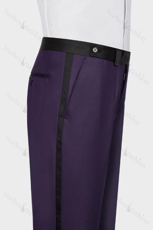 Purple Shawl Lapel 3 Piece Wedding Suit