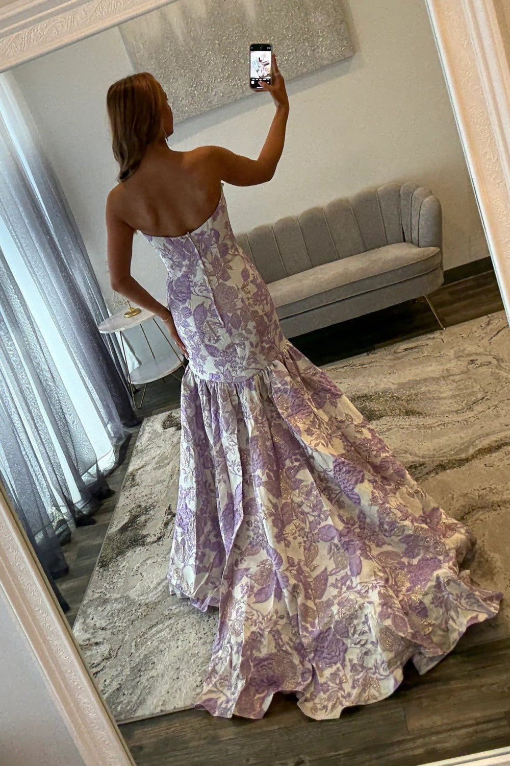 Stunning Mermaid Sweetheart Purple Long Prom Dress with Court Train