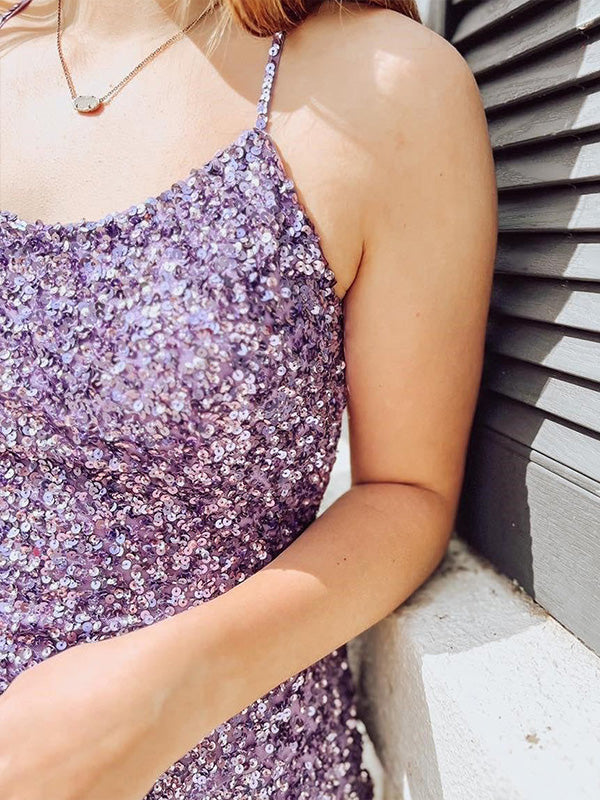 Bodycon Criss-Cross Back Sequin Homecoming Dress