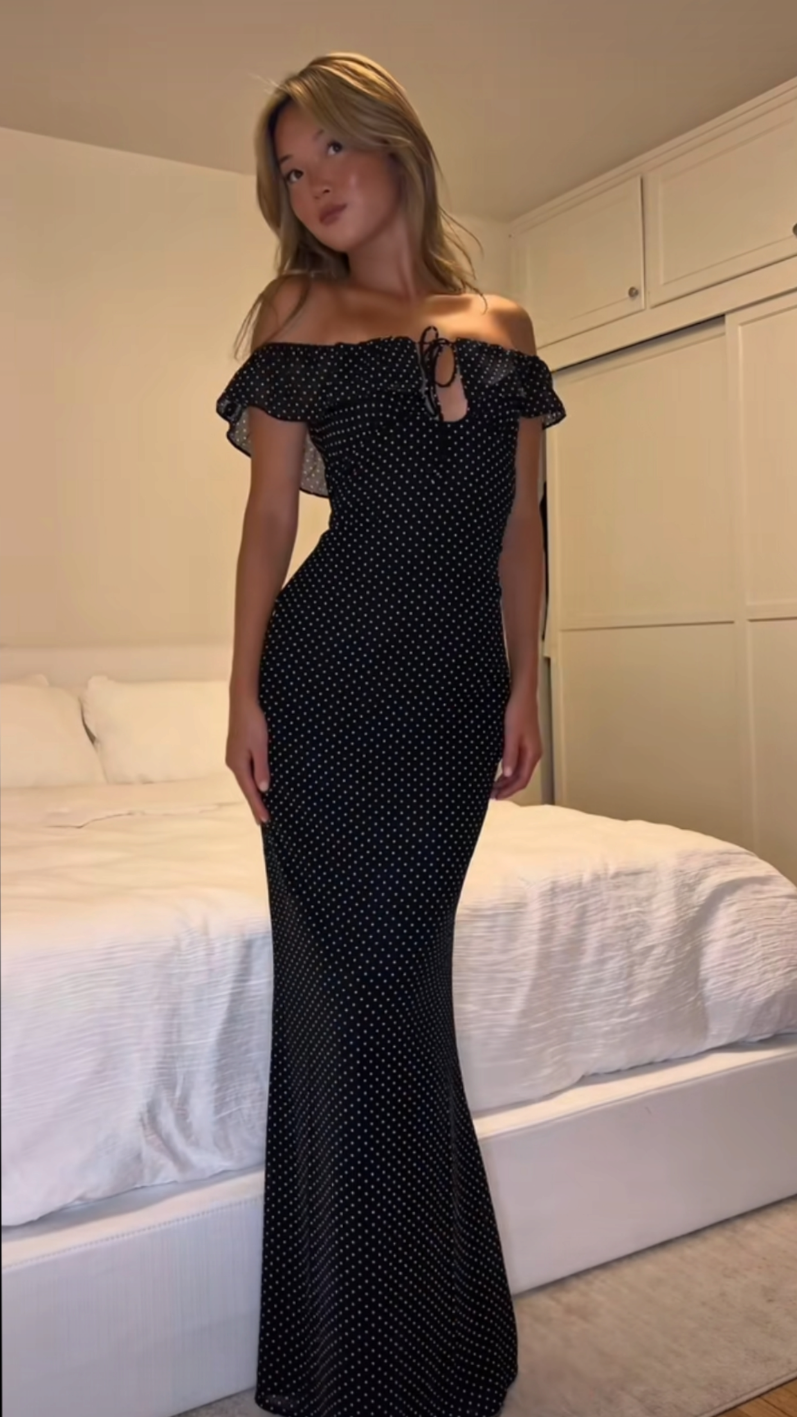 Cute Black Off The Shoulder Chiffon Mermaid Evening Dress Long Party Dress