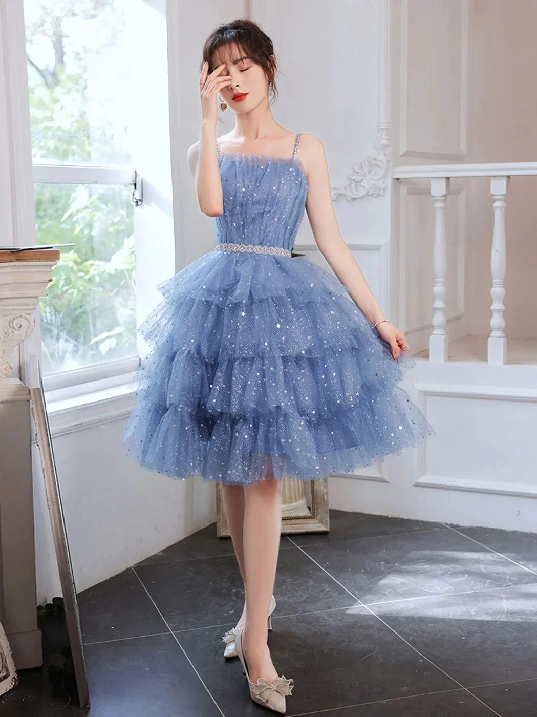 Short Puffy Blue Prom Dress Tulle Short Blue Puffy Homecoming Dress Y2620 by simplepromdress