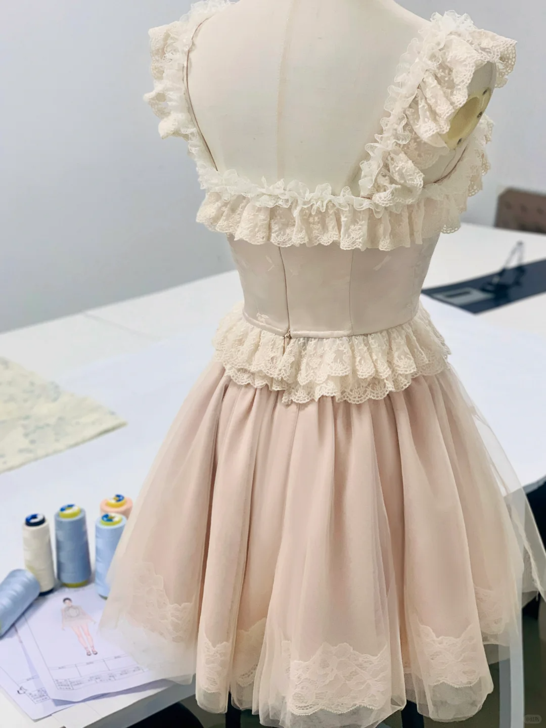Cute Light Blush Pink Tulle Lace A-Line Birthday Dress Formal 6th Grade Homecoming Dress - View 2 | FashionDia