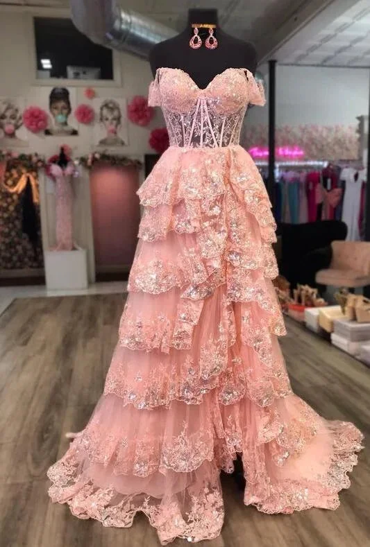 Sparkly Prom Dress with Slit Skirt, Wedding Dress, Graduation School Party Gown Y1812 by simplepromdress