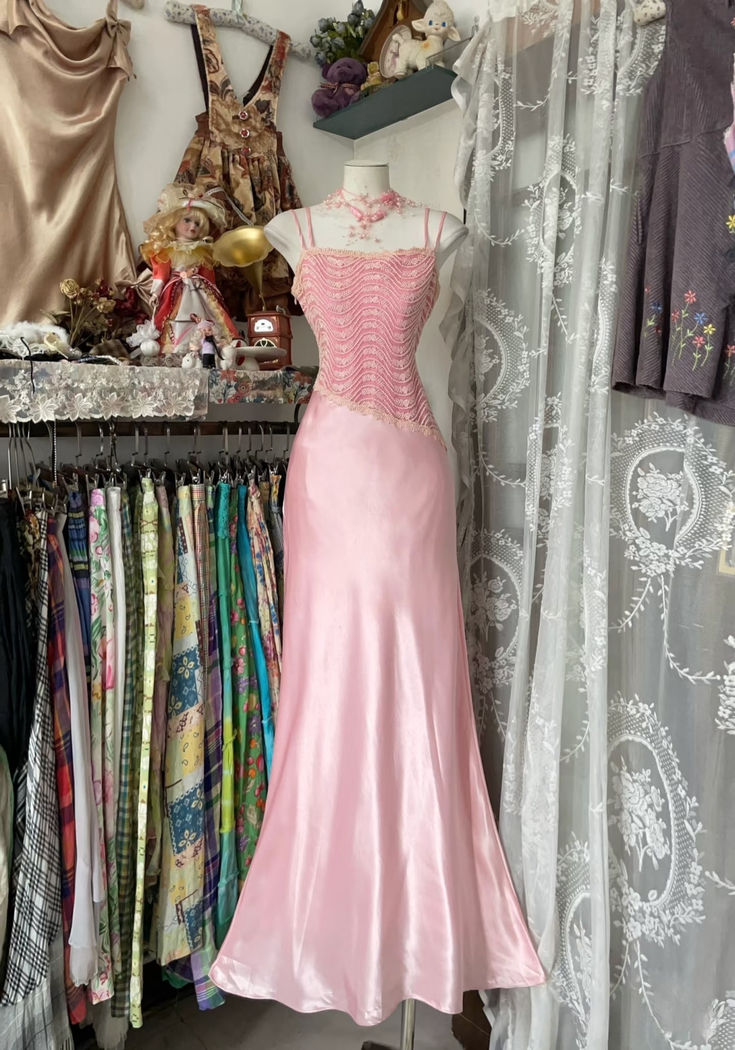 Chic Pink Spaghetti Straps Mermaid Prom Evening Dress