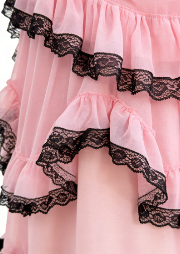 Princess Pink Spaghetti Strap Boned Bow Lace Tulle Long Prom Dress Evening Dress
