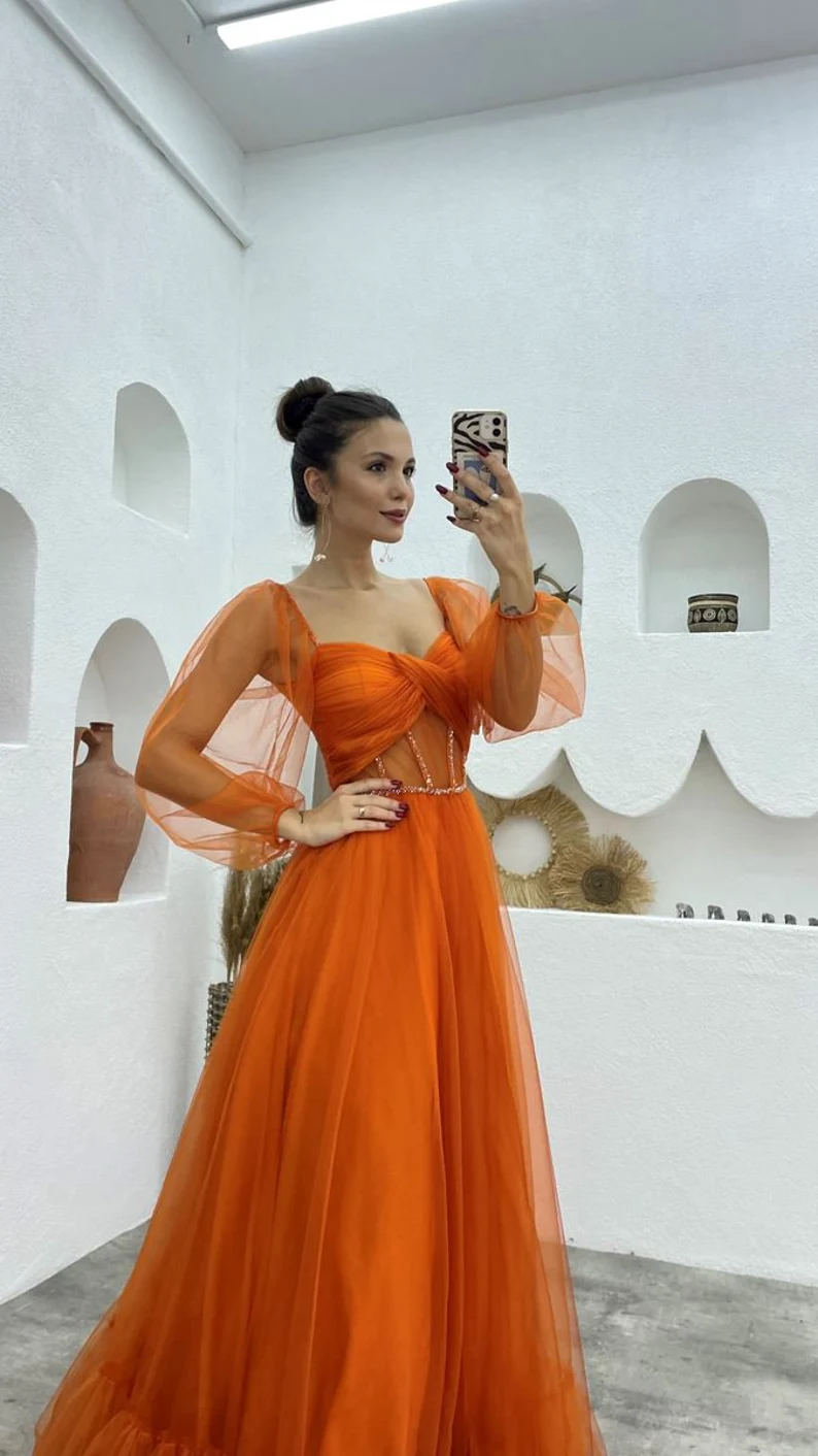 Prom dress fairy, corset burnt orange prom dress, photoshoot dress, prom ball gown