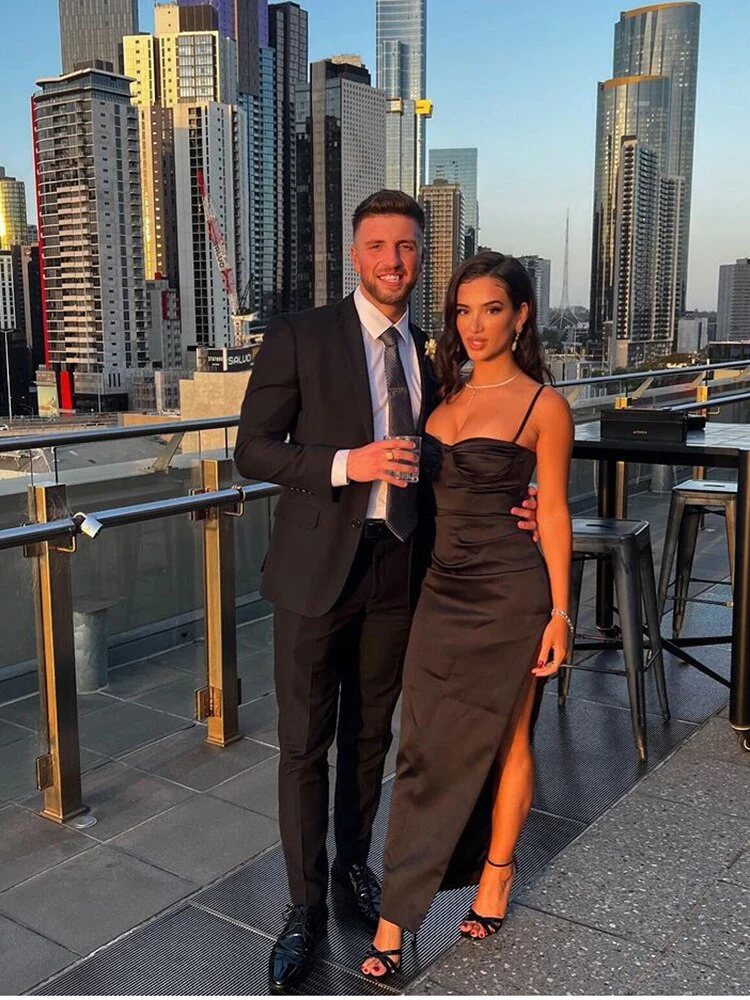 Sexy Maxi Dress Elegant Summer Satin Dress Bodycon Cut Out Side Split Spaghetti Strap Prom Dresses