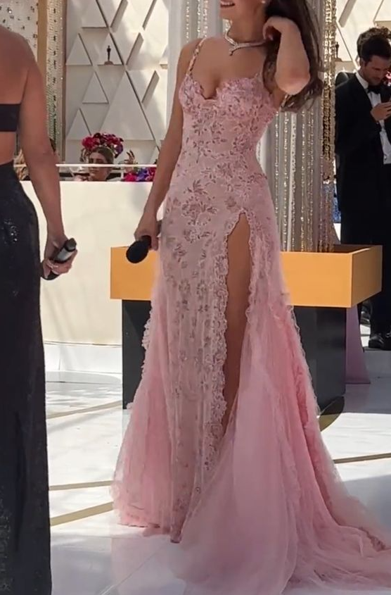 A-Line Pink Long Prom Dresses Party Evening Gowns - FashionDia