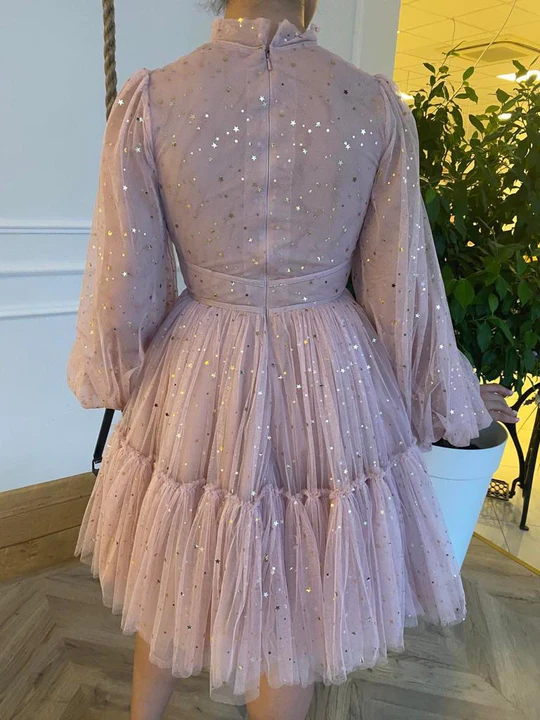 Pastel Pink Mini Dress Short Prom Dresses, Homecoming Dresses