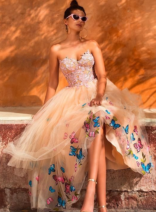 Unique Sweetheart Butterfly Flower Homecoming Dresses Online, Short Prom Dresses