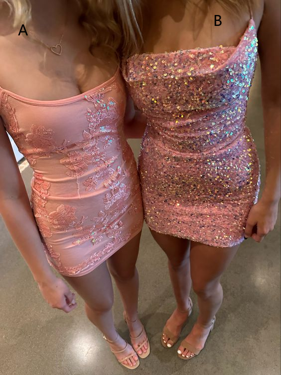Short Pink Prom Dresses, Short Pink Formal Homecoming Dresses