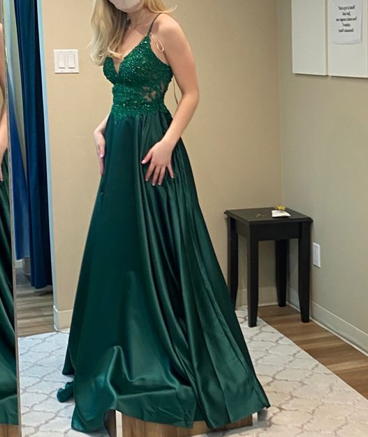 Green Prom Dresses A line Satin New Formal Dress