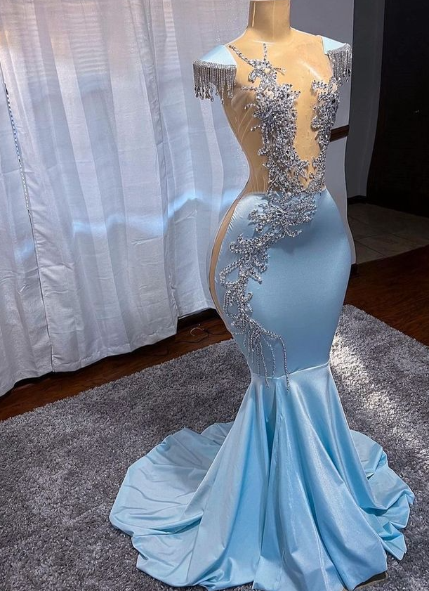 Long embellished evening dress, bridal gown, engagement dress
