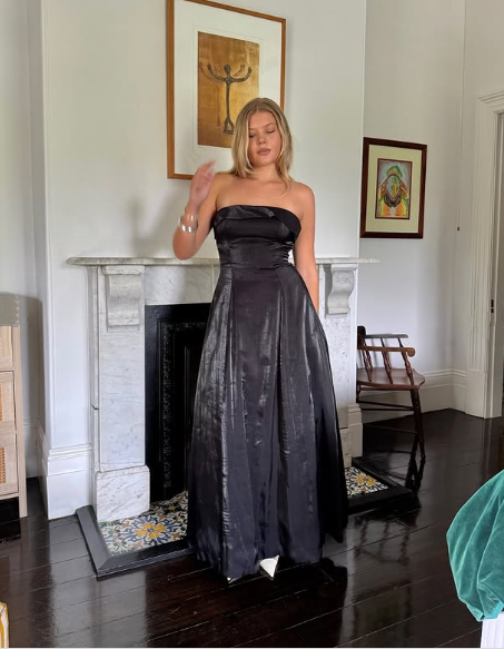 Simple Black Strapless A Line Evening Dress Long Prom Dress Y8303 - View 4 | VelvetHem