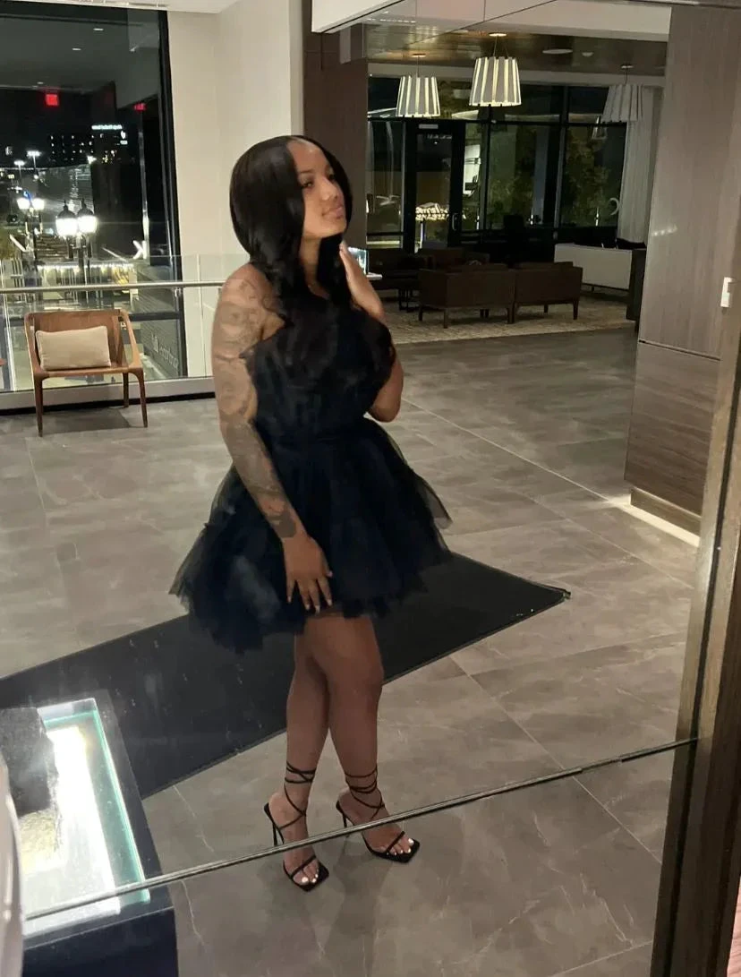 Black Tulle Party Dress Black Short Homecoming Dress Y4518 by simplepromdress