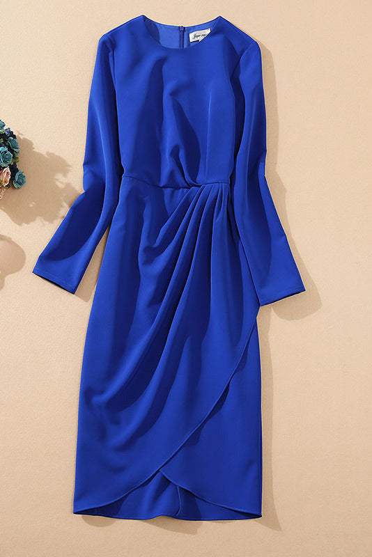 Queen Letizia of Spain Royal Blue Knee Length Dress - Fashionpara