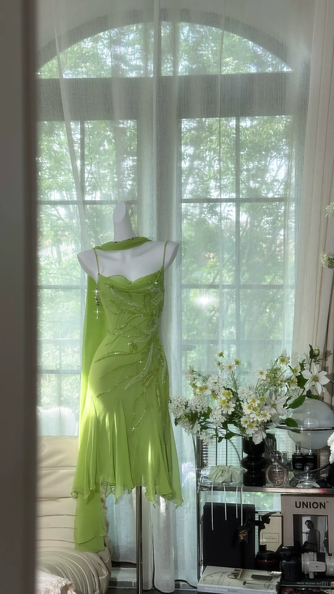 Beautiful Straps Chiffon Sequin Beaded Short Birthday Outfits Green Formal Graduation Homecoming Dress